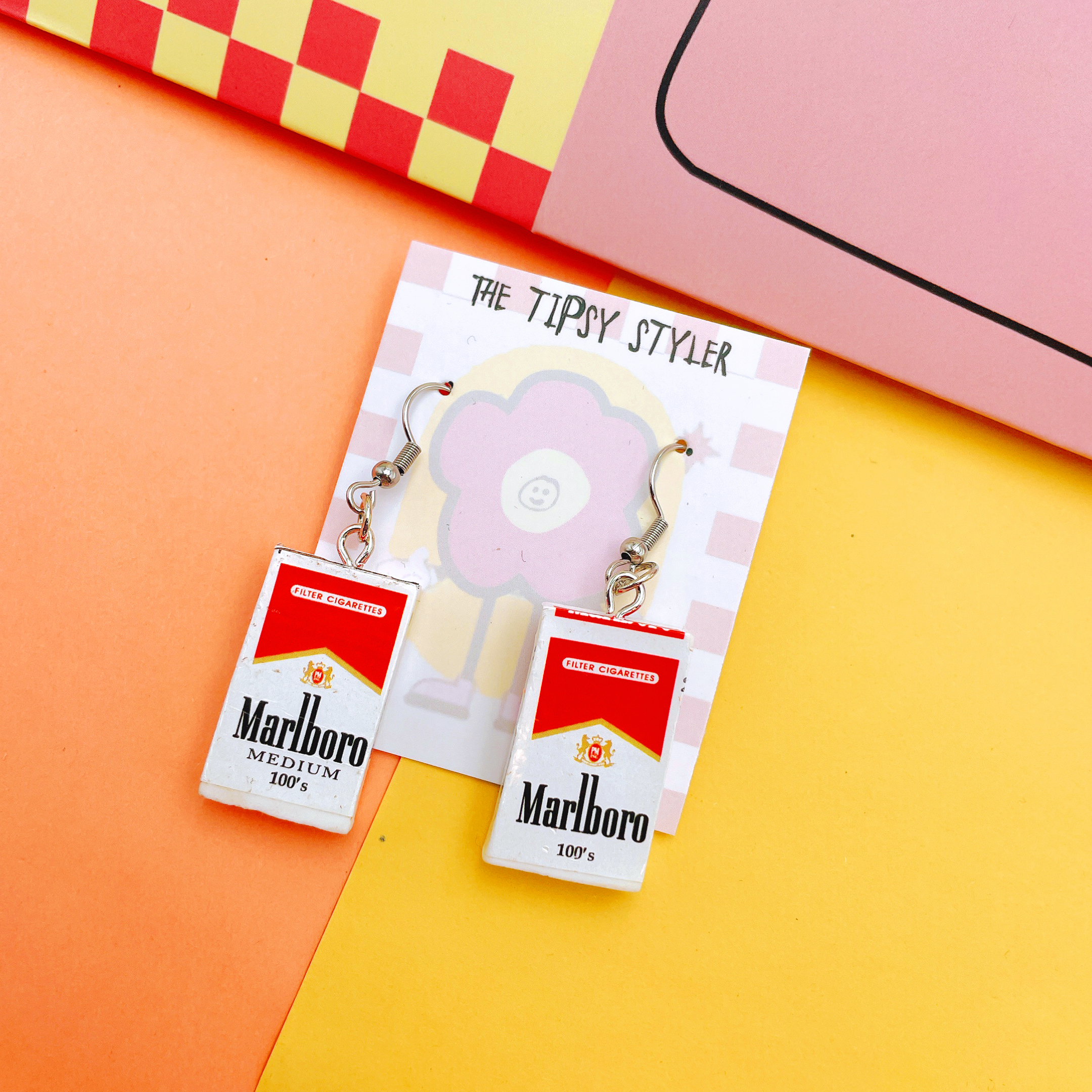 Cigarette Packet Miniature Earring