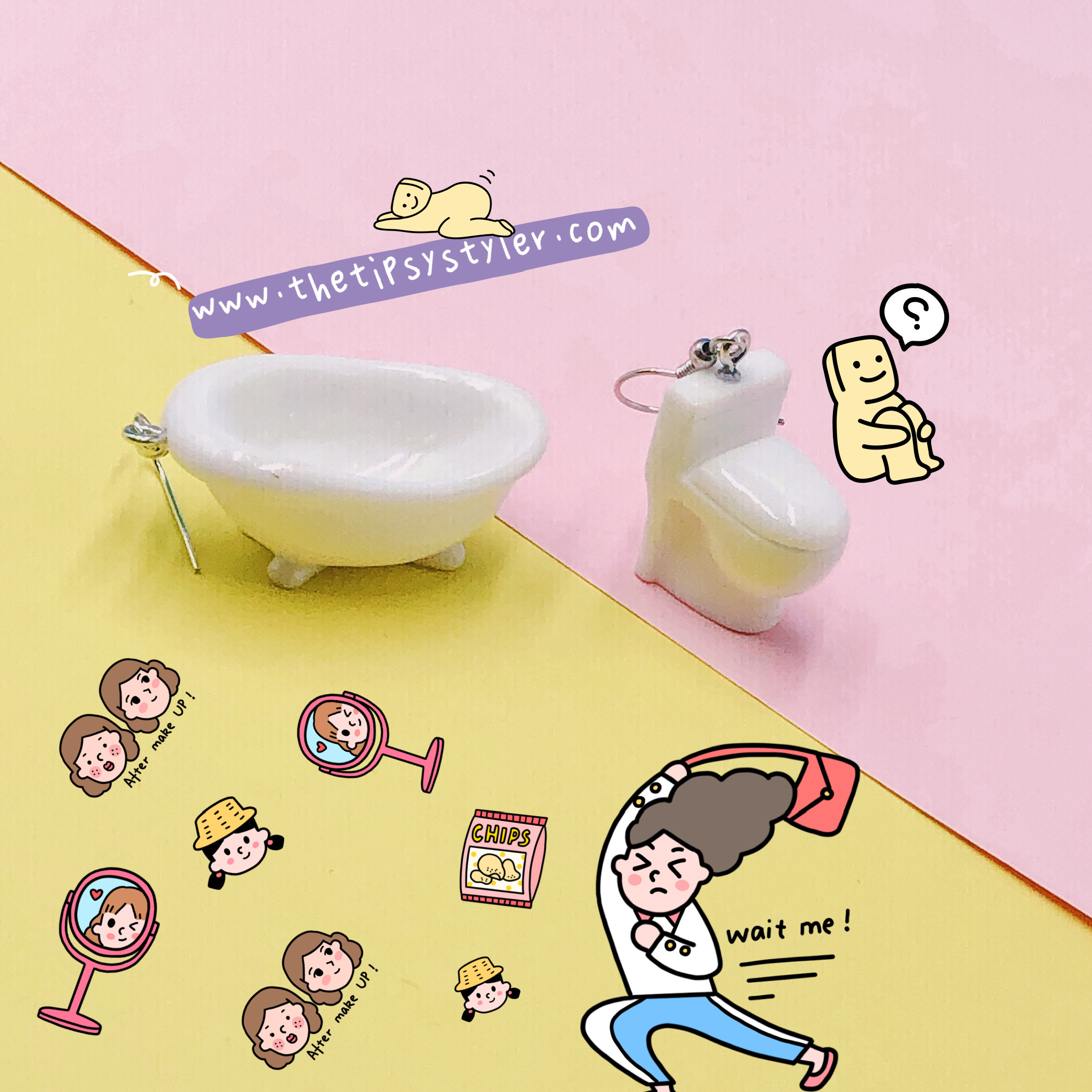 Toilet Bowl and Tubs Earrings