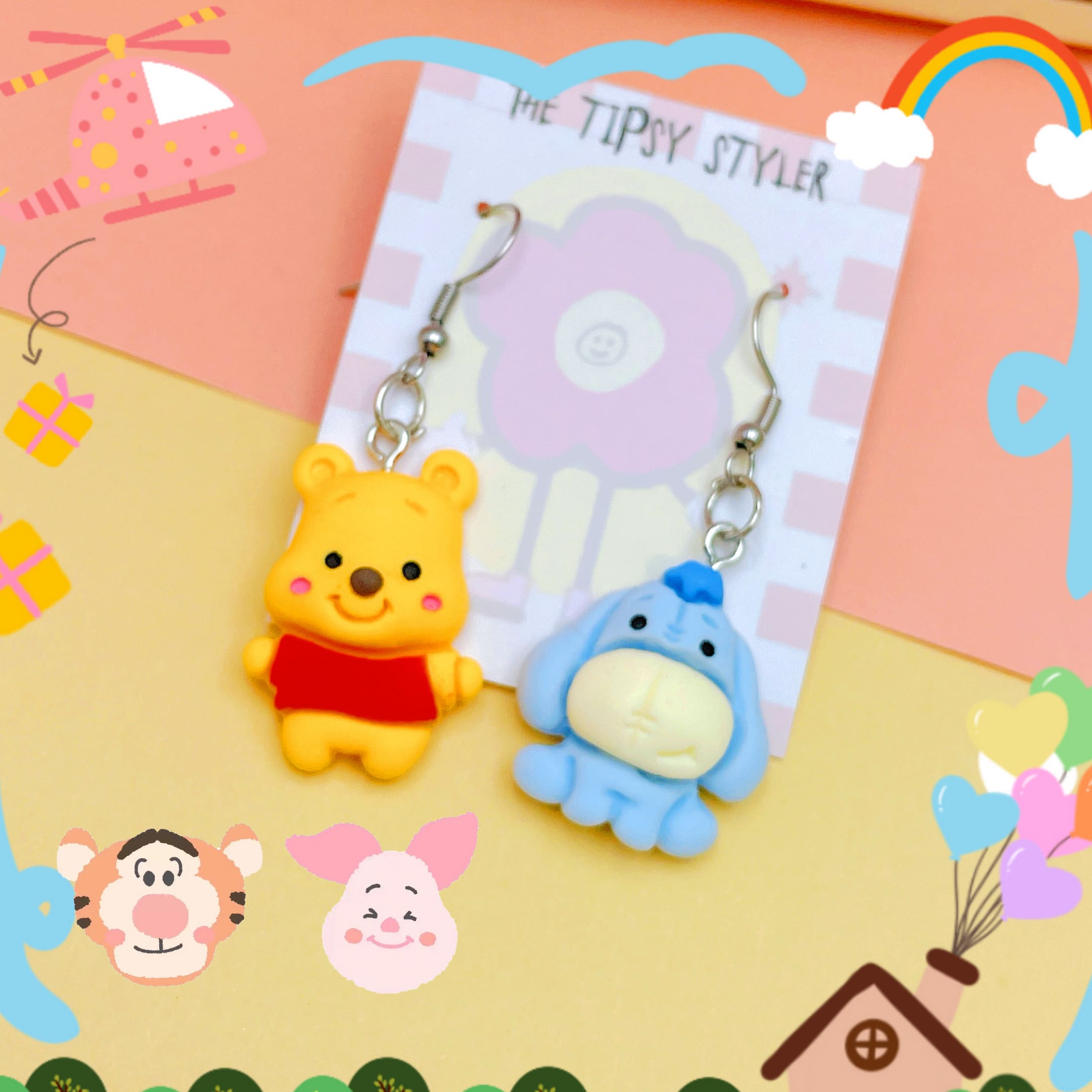 Pooh and Ernie Drop Earring