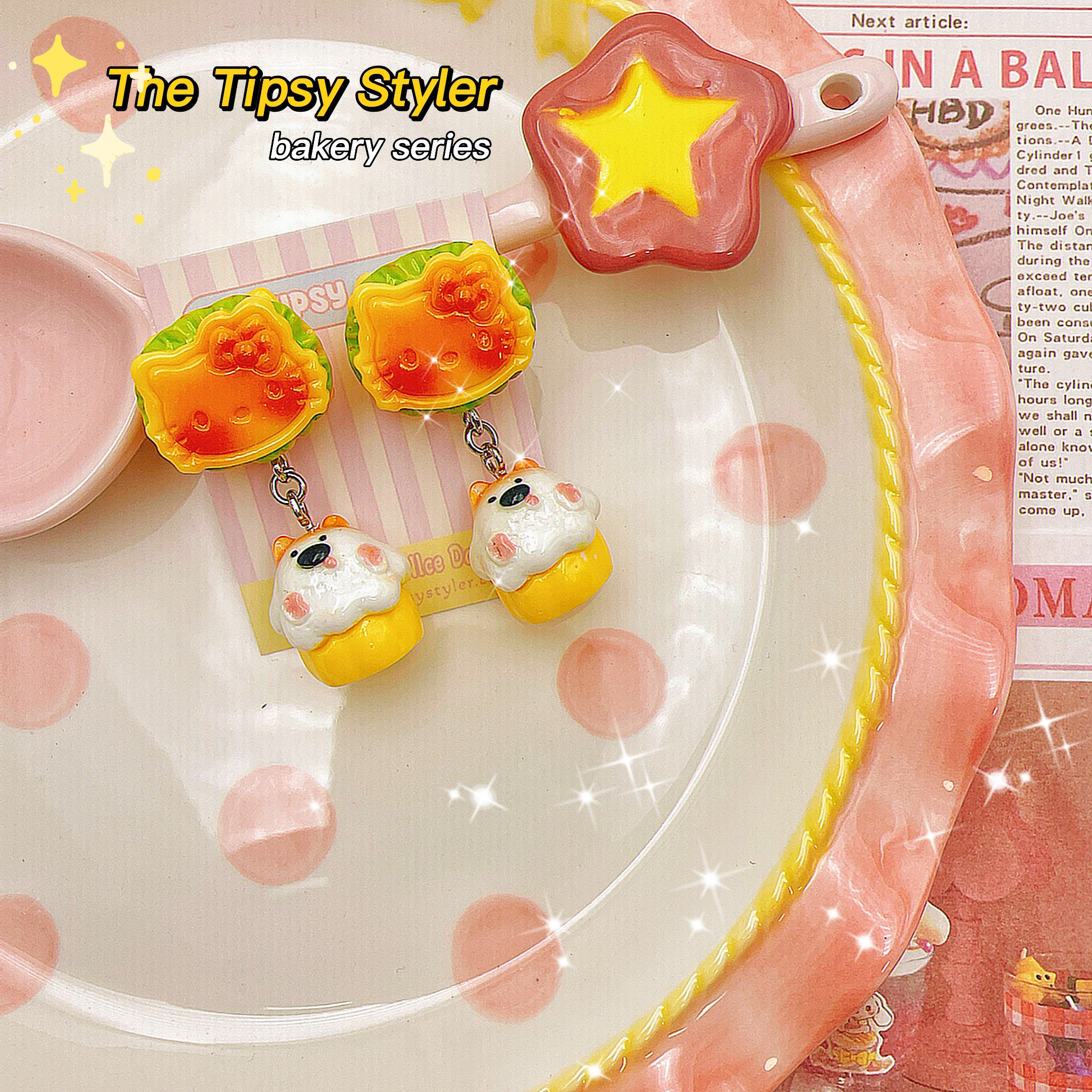 Hello Kitty Sandwich & Doggy Cupcake Earrings