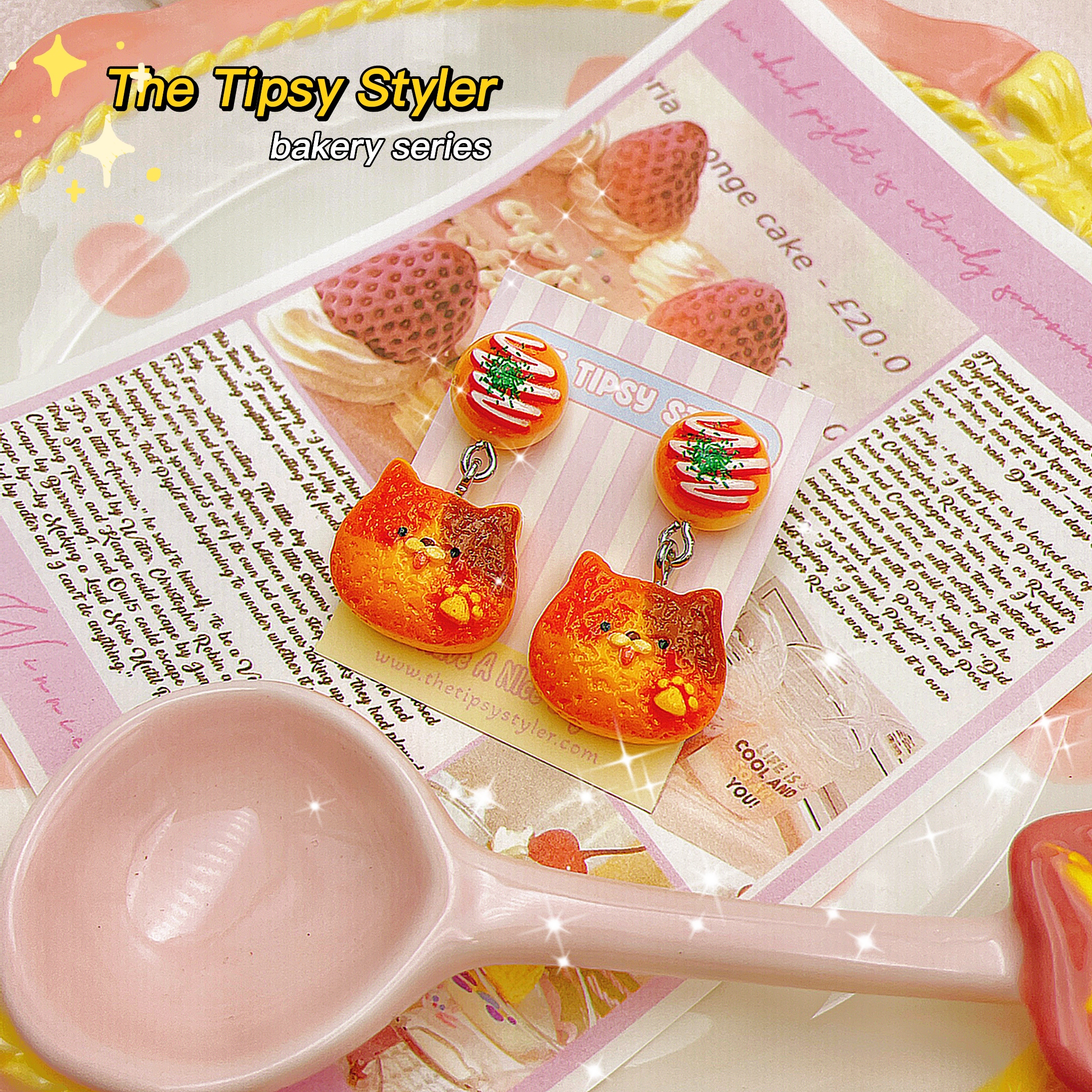 Kitty Sponge Cake & Takoyaki Earrings