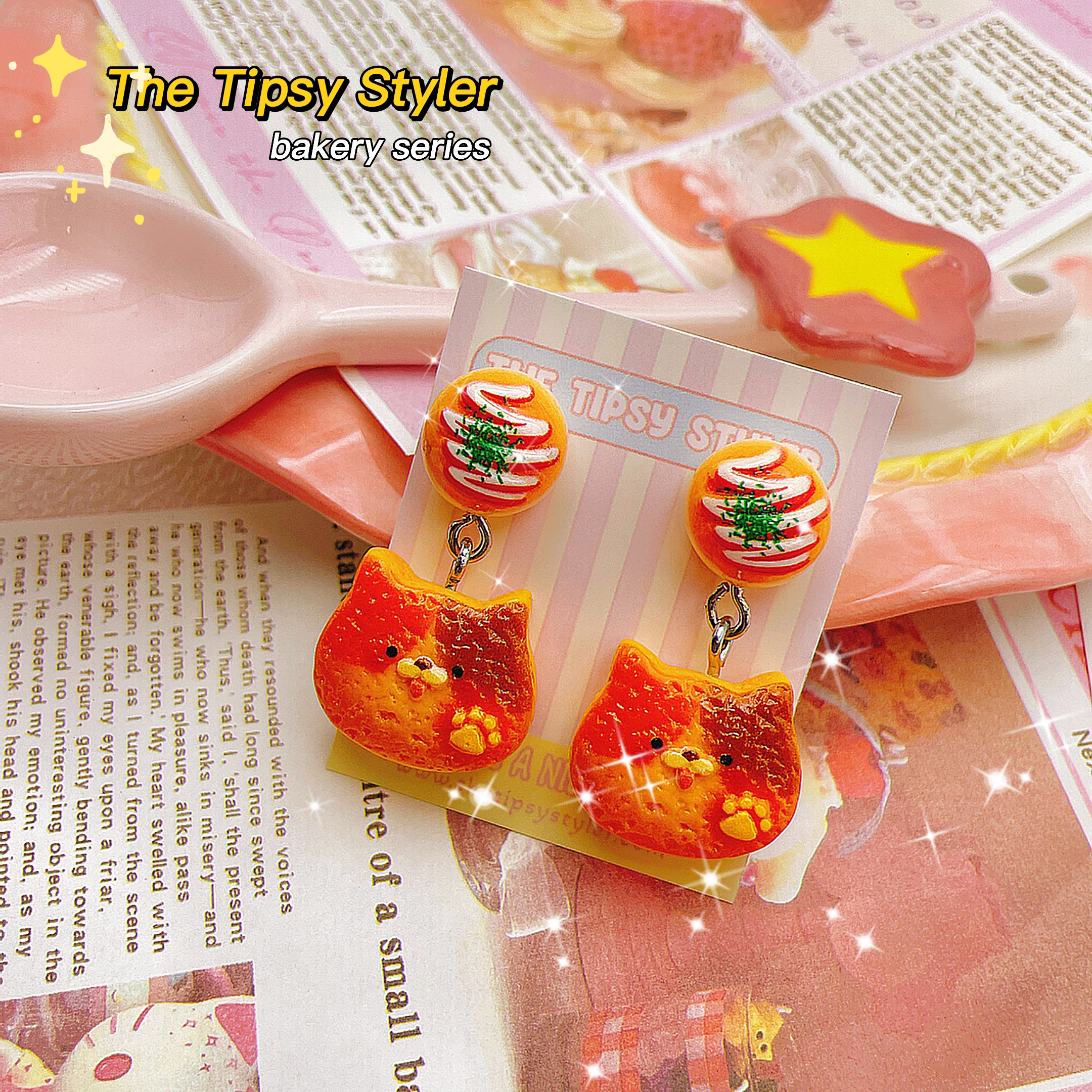 Kitty Sponge Cake & Takoyaki Earrings